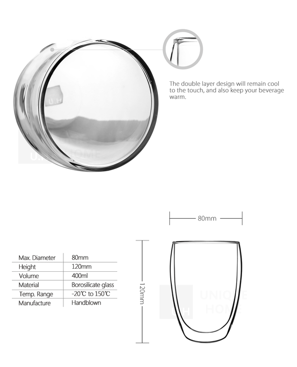 Double Walled Glass Tumbler 400ml (Set of 2) - Azzinoth