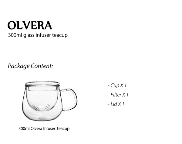 Glass Tea Mug with Infuser and Lid 300ml - Olvera