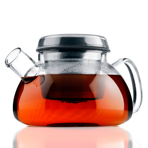 HOMAK - Glass Teapot / Coffee Pot (1100ml / 37oz) with Double Layer Infuser and Lid