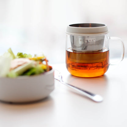 HOMAK - Glass Tea / Coffee Mug with Double Layer Infuser and Lid