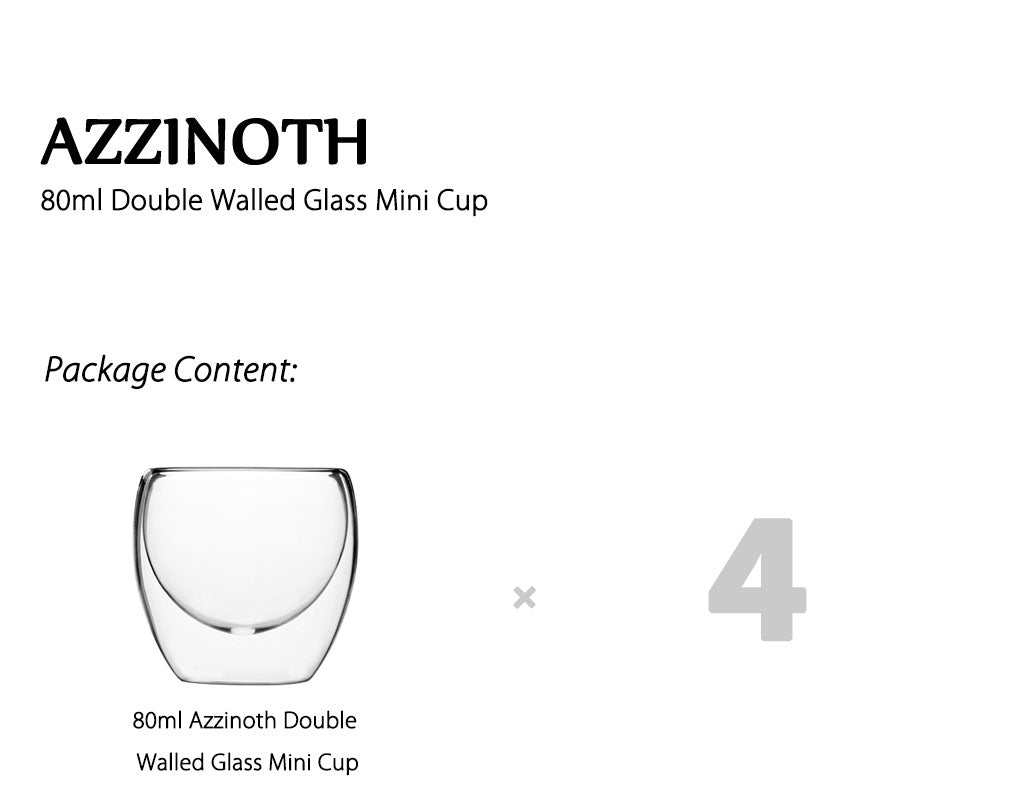 Double Walled Glass Tumbler 80ml (Set of 4) - Azzinoth