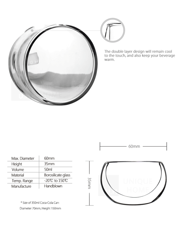 Double Walled Glass Tumbler 50ml (Set of 6) - Azzinoth