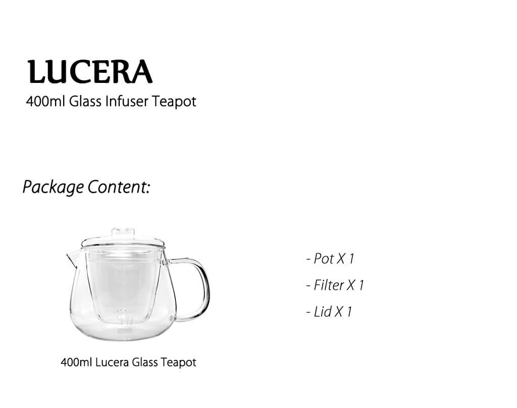 Glass Teapot with Infuser and Lid 400ml - Lucera