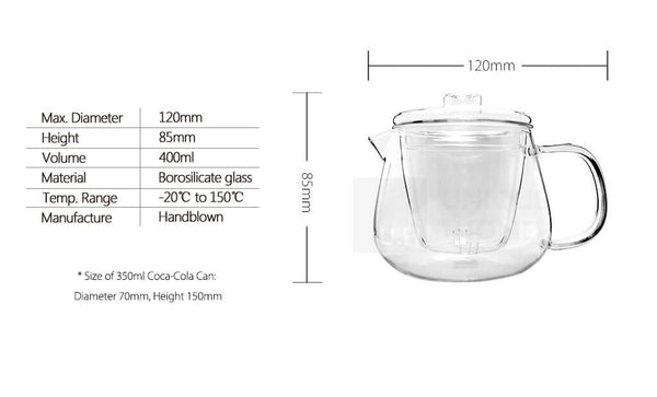 Glass Teapot with Infuser and Lid 400ml - Lucera