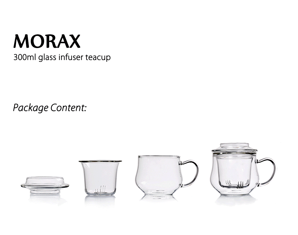 Glass Tea Mug with Infuser and Lid 300ml - Morax