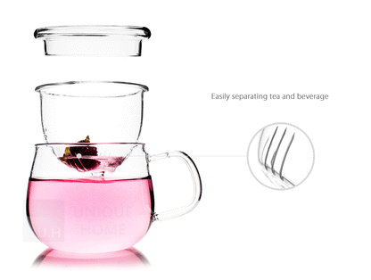 Glass Tea Mug with Infuser and Lid 300ml - Olvera