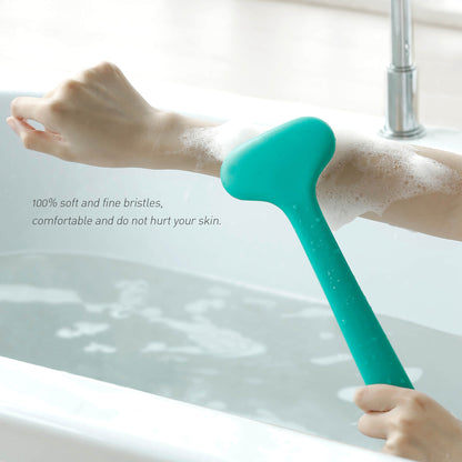 HOMAK - Body Brush Back Scrubber with Premium Soft Bristles and Long Curved Handle