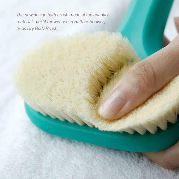 HOMAK - Body Brush Back Scrubber with Premium Soft Bristles and Long Curved Handle