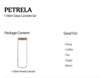 Glass Jar with Cork Lid 1100ml - Petrela