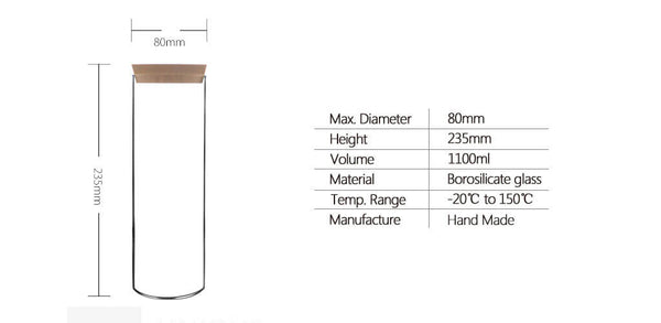 Glass Jar with Cork Lid 1100ml - Petrela