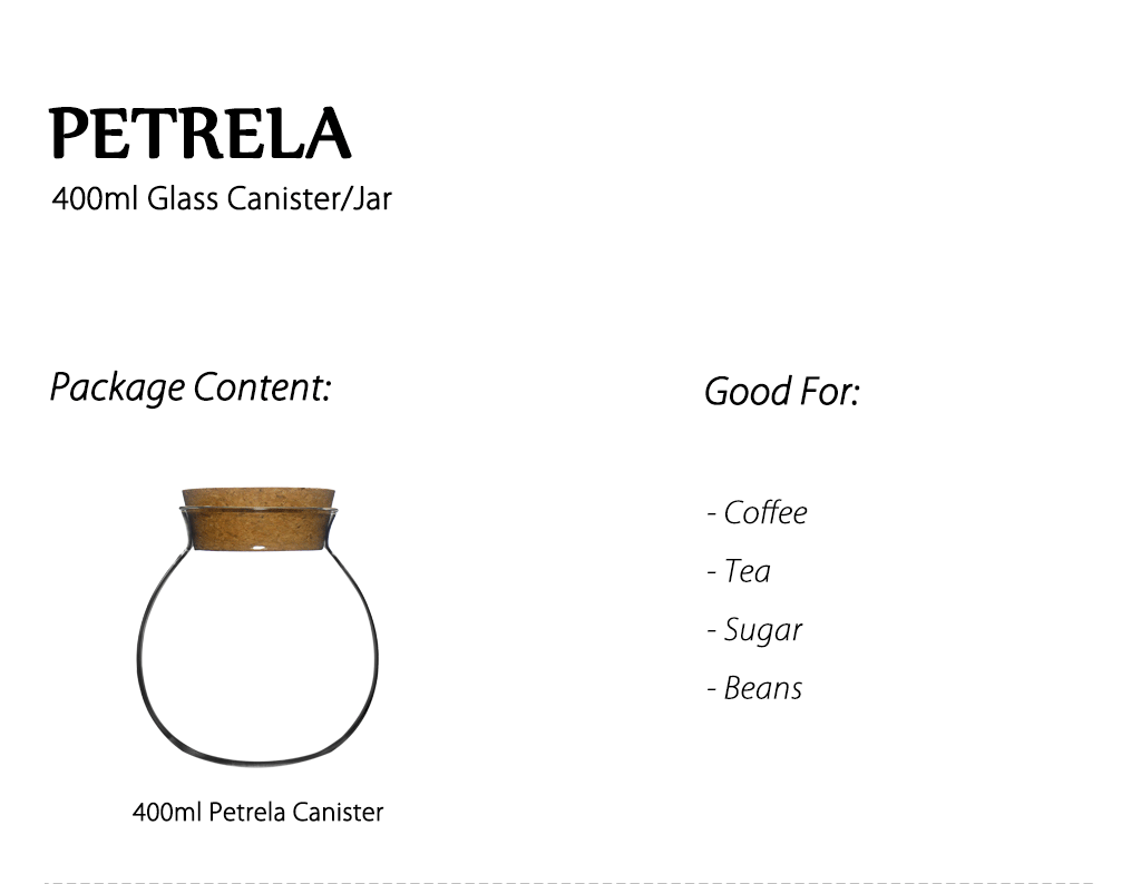 Glass Jar with Cork Lid 400ml - Petrela