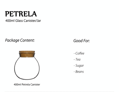 Glass Jar with Cork Lid 400ml - Petrela