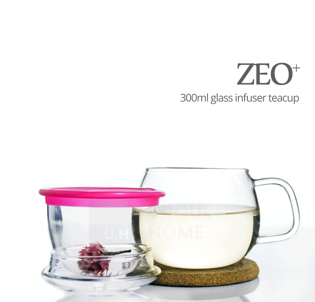 Glass Tea Mug with Infuser and Lid 300ml - Zeo