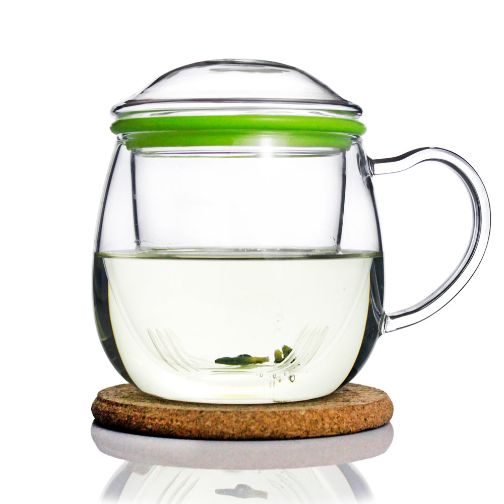 Glass Tea Mug with Infuser and Lid 385ml - Zeo