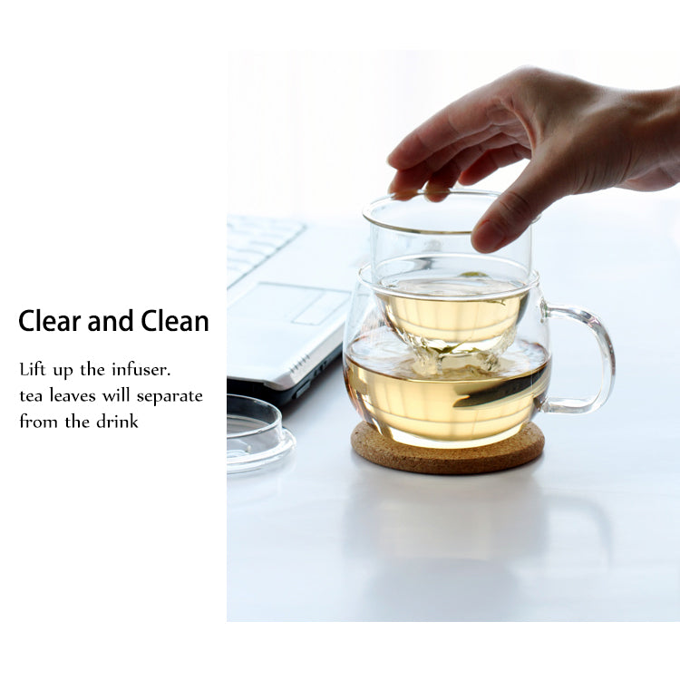 Glass Tea Mug with Infuser and Lid 300ml - Olvera