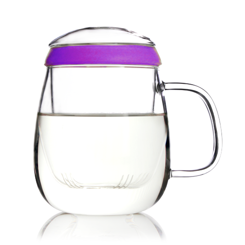 Glass Tea Mug with Infuser and Lid 600ml - Valentine