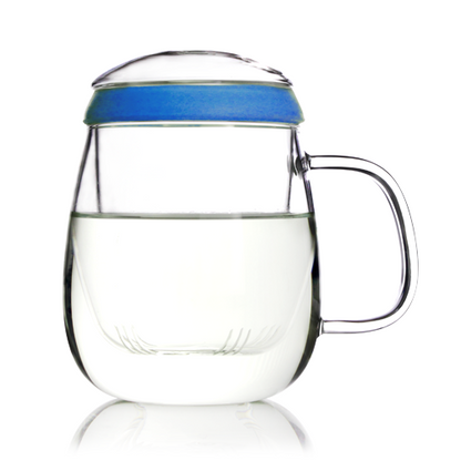 Glass Tea Mug with Infuser and Lid 600ml - Valentine