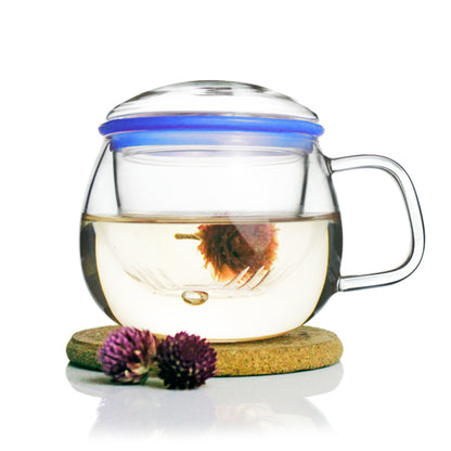 Glass Tea Mug with Infuser and Lid 300ml - Zeo