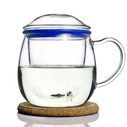 Glass Tea Mug with Infuser and Lid 385ml - Zeo